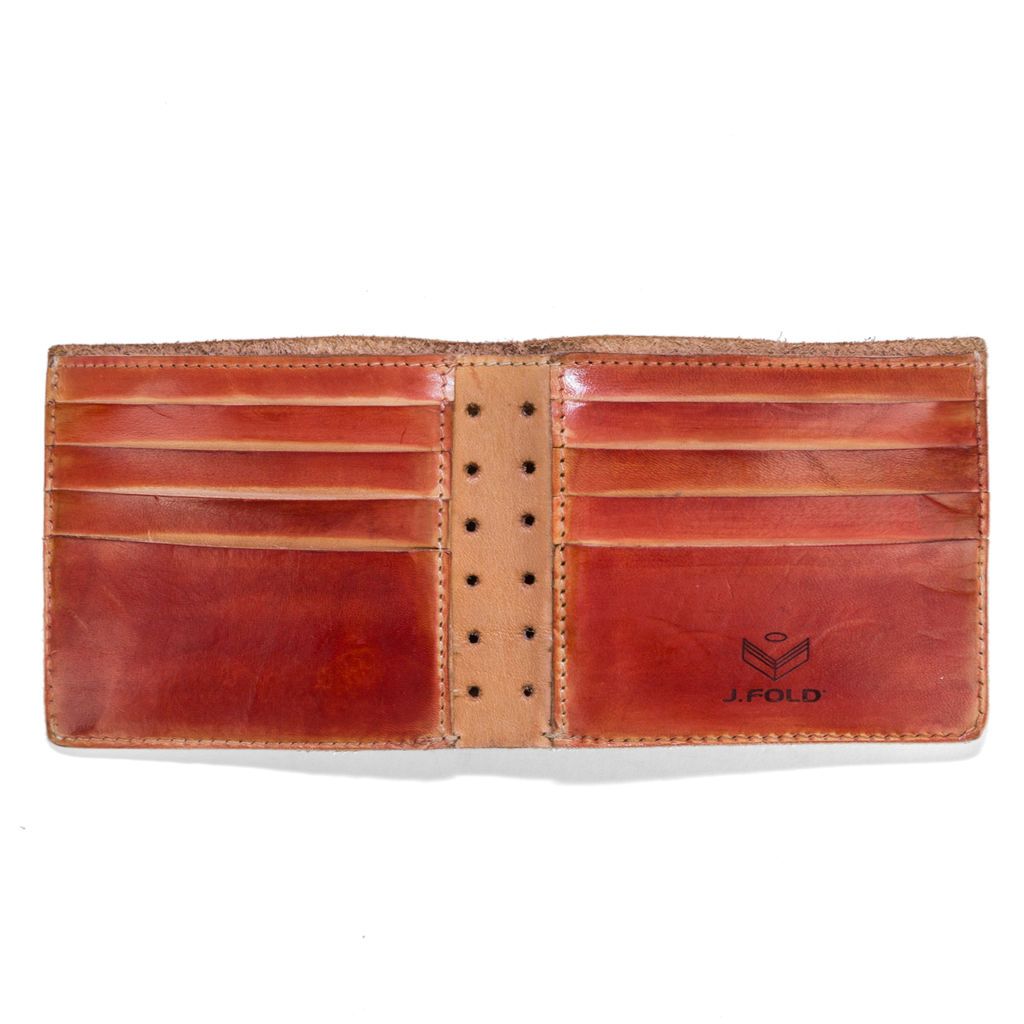 J.FOLD Hand Stained Leather Wallet - Dark Red